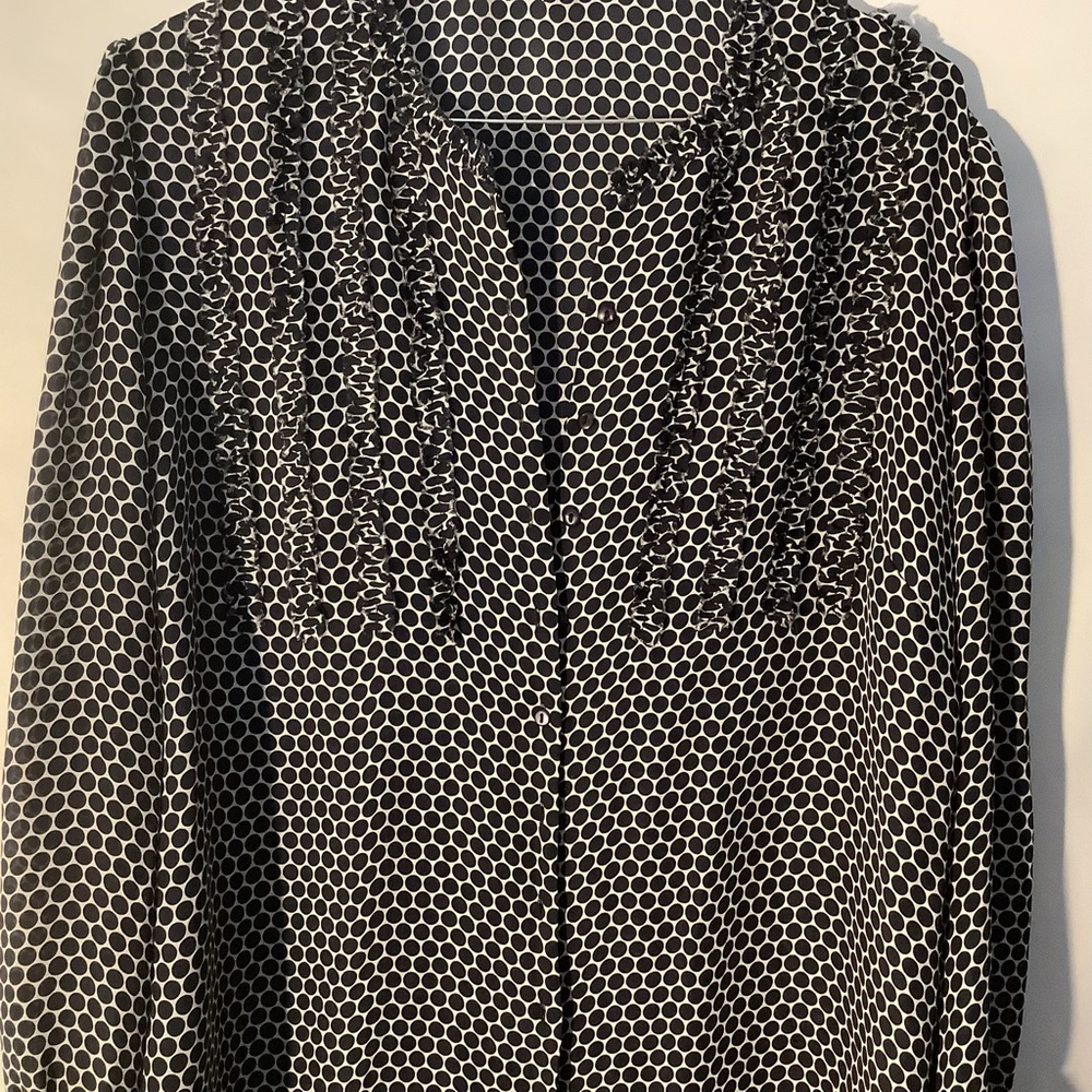 Ann Klein navy and white silk blouse - never worn